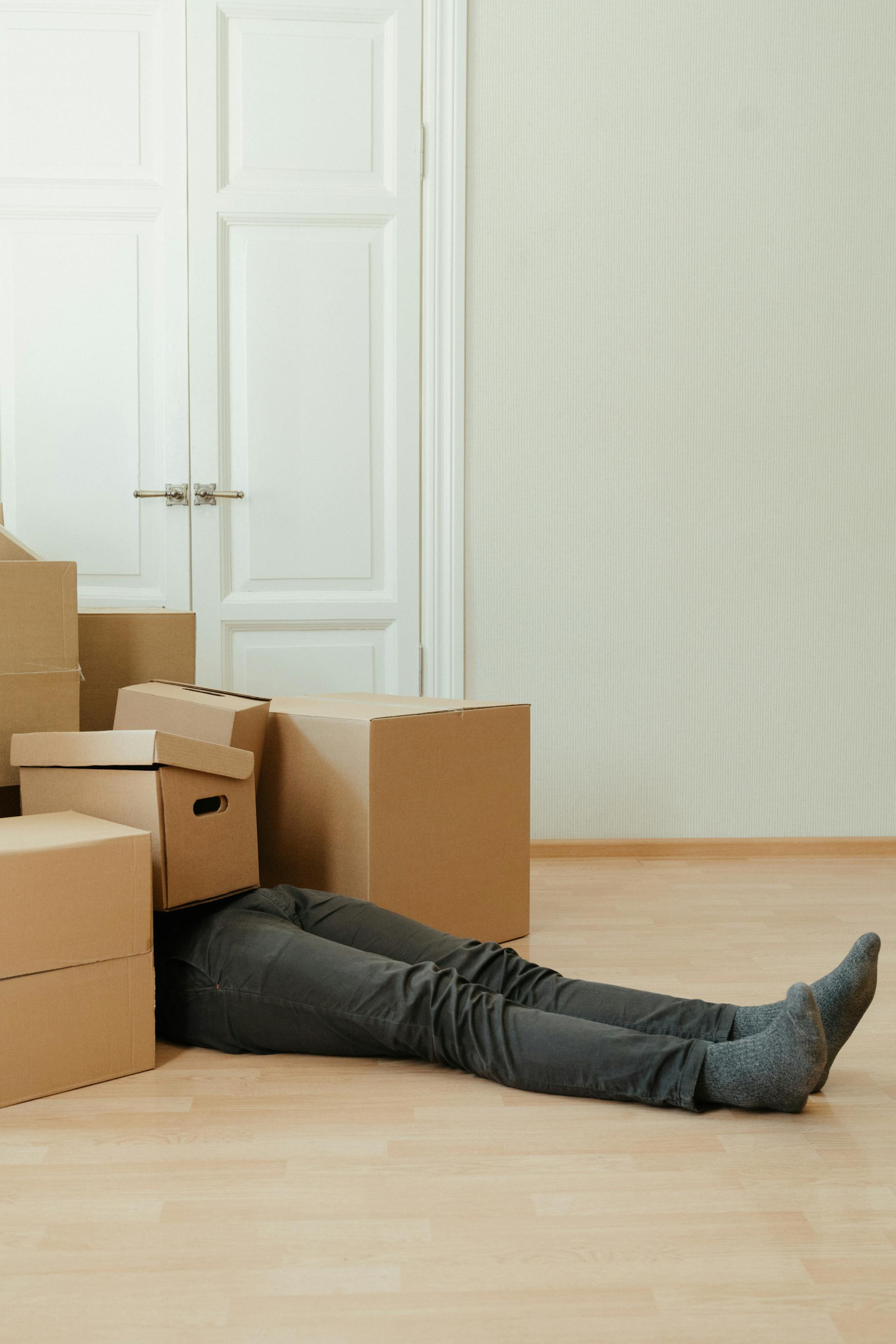 Person exhausted during moving process